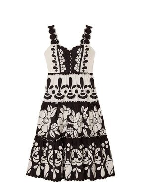FARM Rio Black & White Floral Trim Tank Dress